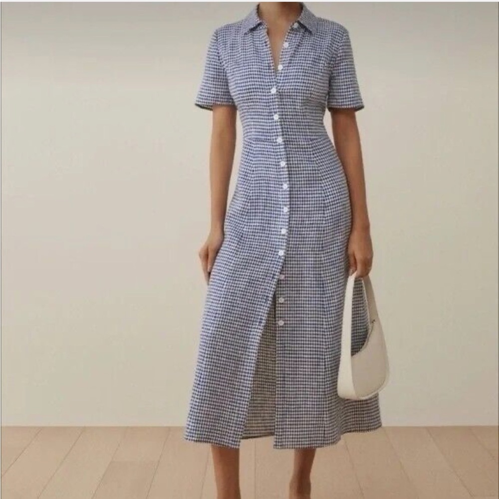 Reformation 100% Linen Button Down Dress 10